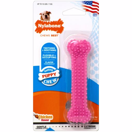 NYLABONE TEETHING PUPPY DENTAL CHEW CHICKEN FLAVOR BONE TOY