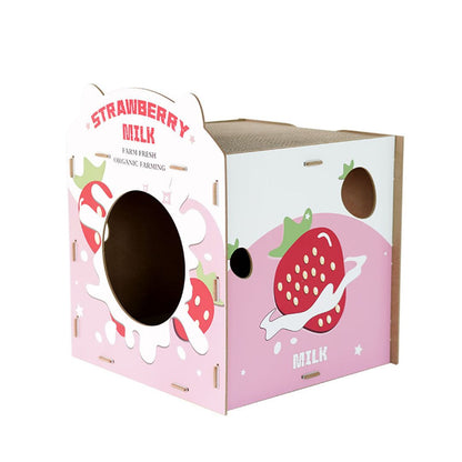 Strawberry Milk Cat House and  bed 37.5*36*43.8cm