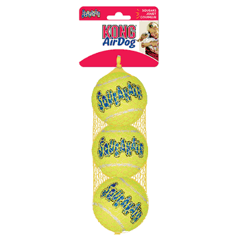KONG Air Dog Squeaker Tennis Balls Medium 3pk